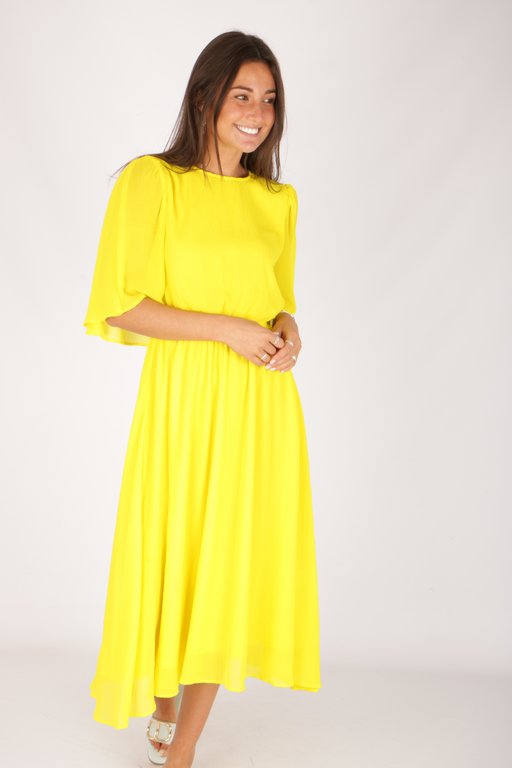 waarom negeren Gek Fluo gele maxi jurk met open rug en cape van Essentiel Kleedjes, Lange  jurken [2023] | Scalini