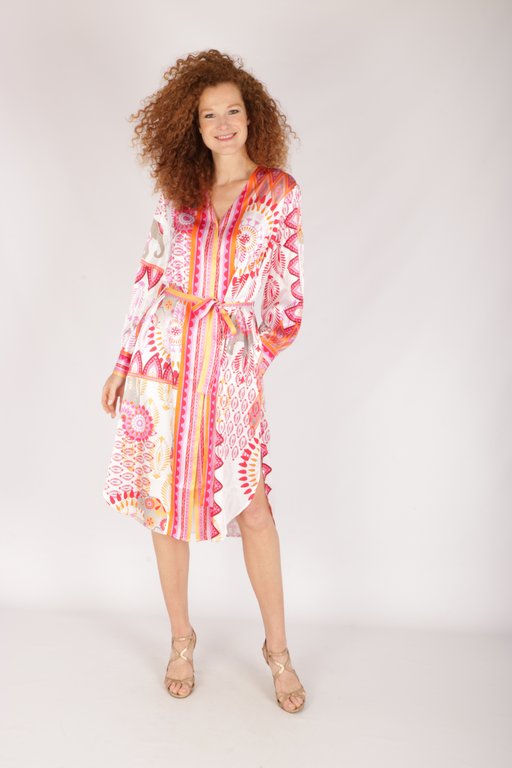 kolonie Mevrouw Distilleren Crèmekleurige korte jurk in kleurige print van Studio S Korte jurken,  Kleedjes [2023] | Scalini